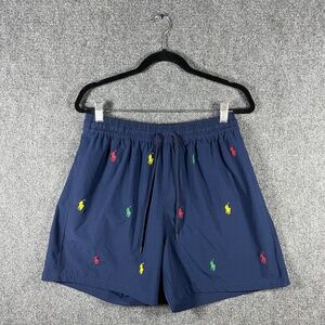 Polo Ralph Lauren All Over Print Swim Shorts Mesh Lined Blue Mens Large #1432